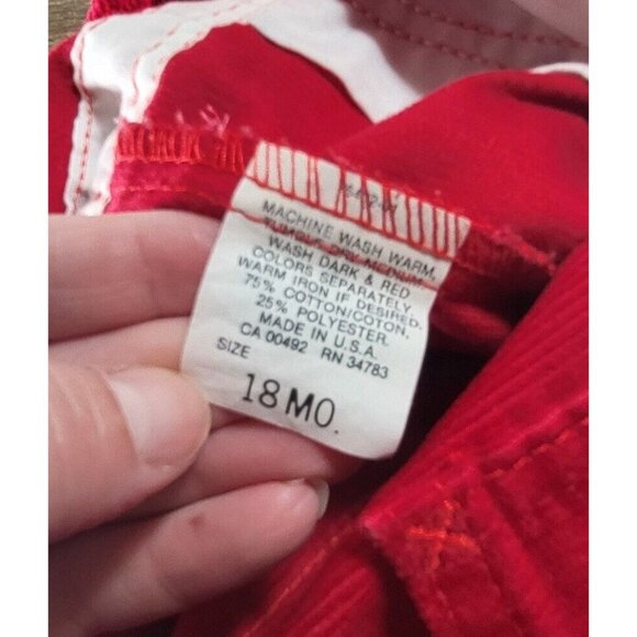 Vintage Lee Toddler Corduroy Overall Bib‎ Red Union Made USA 18 M - Picture 5 of 6